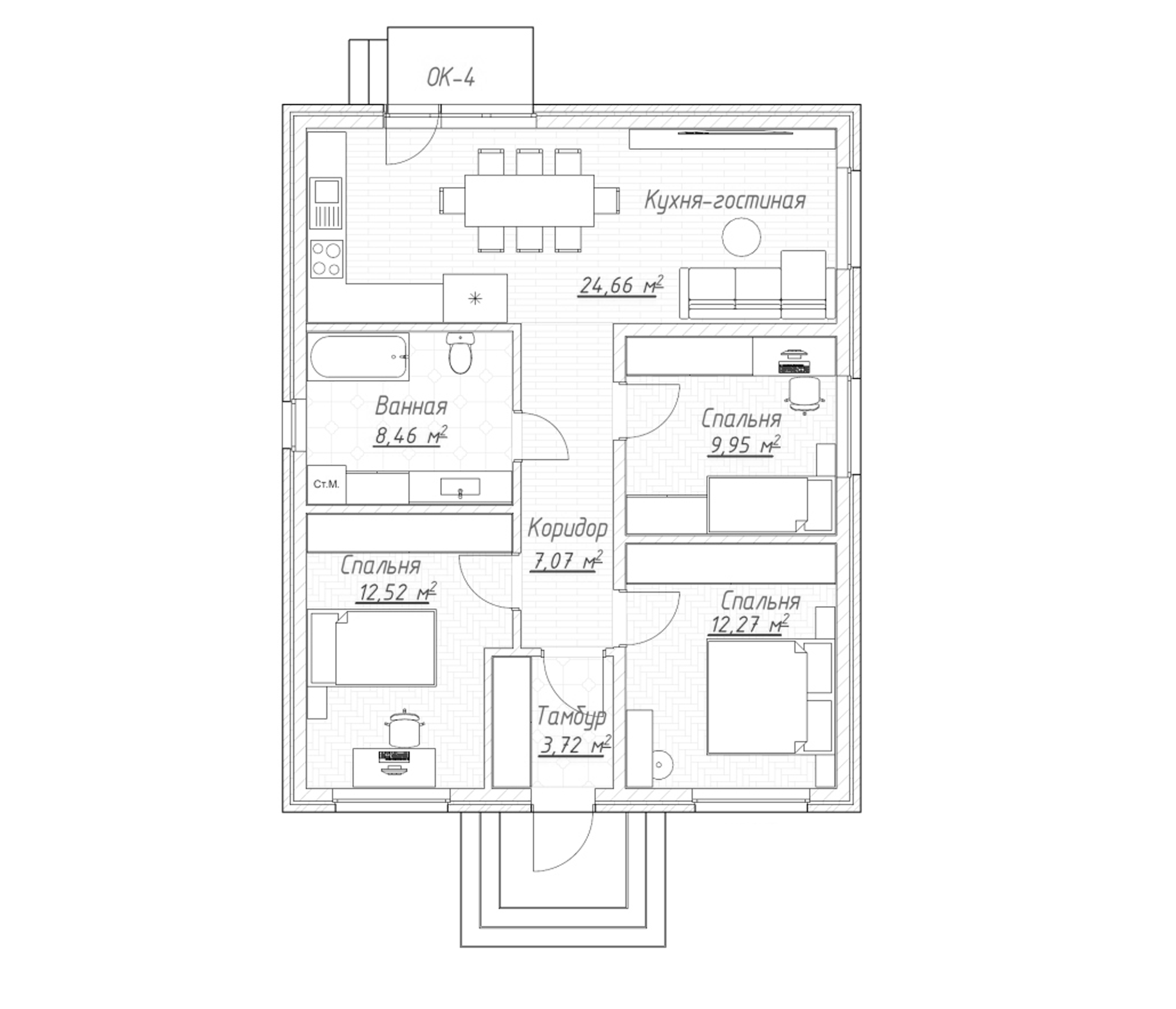 Планировка 70 м²