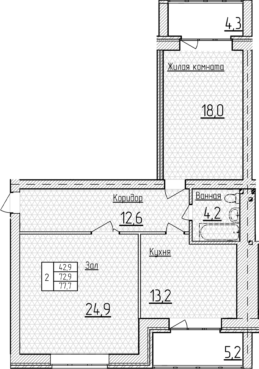 Планировка 72.95 м²