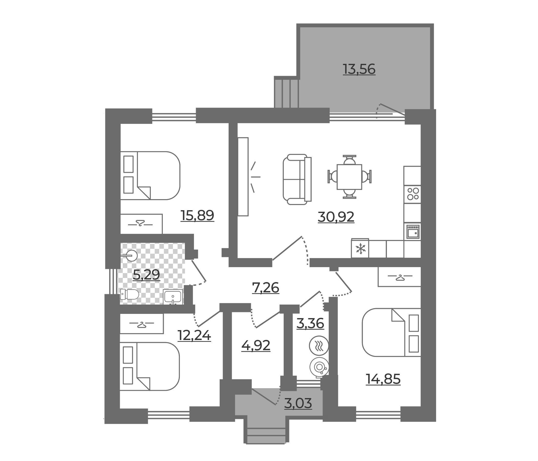 Планировка 101.41 м²