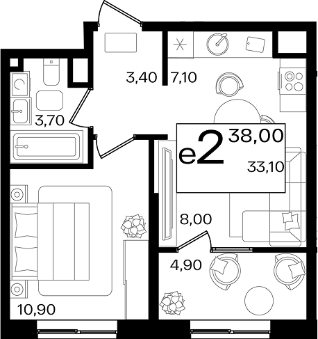 Планировка 33.1 м²