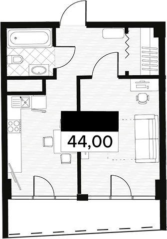Планировка 44 м²