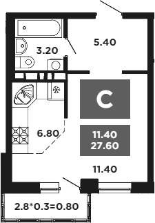 Планировка 26.8 м²