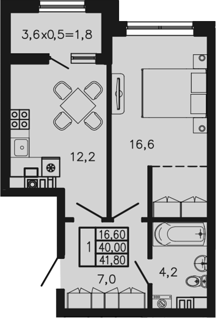 Планировка 40 м²
