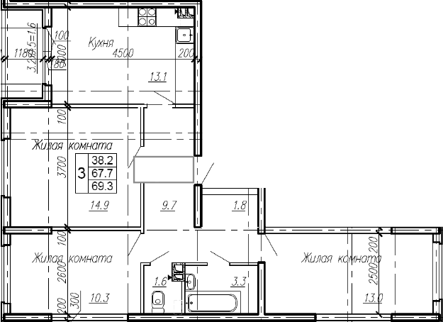 Продается 3-комн. квартира, 67.7 м²