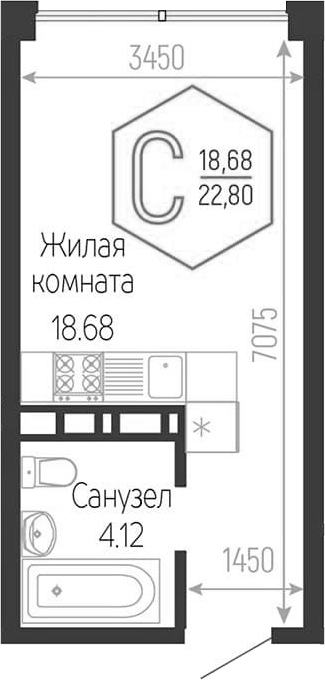 Планировка 22.8 м²