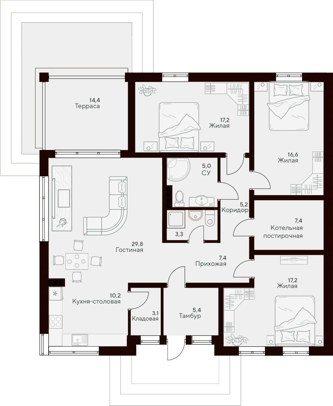 Планировка 127.8 м²