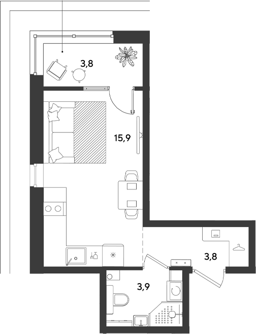 Планировка 23.6 м²
