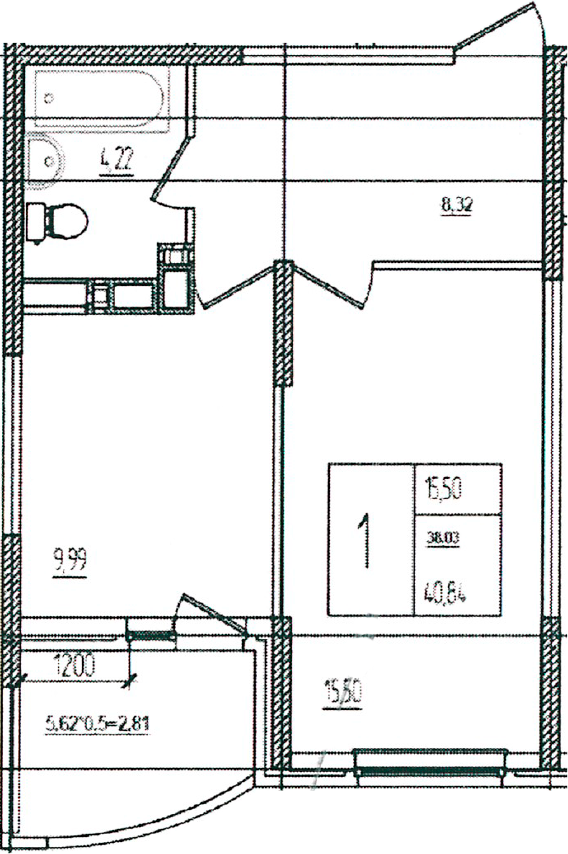 Планировка 38.03 м²
