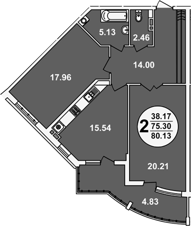 Планировка 75.3 м²