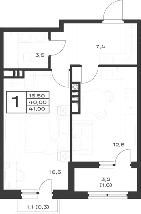 Продается 1-комн. квартира, 40 м²