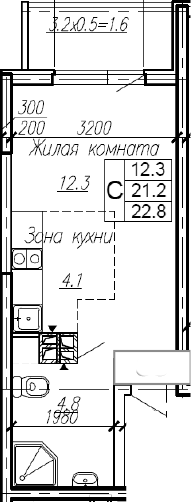 Студия · 21.2 м²