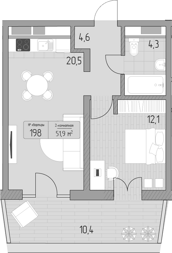 Планировка 41.5 м²