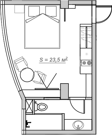 Планировка 23.9 м²