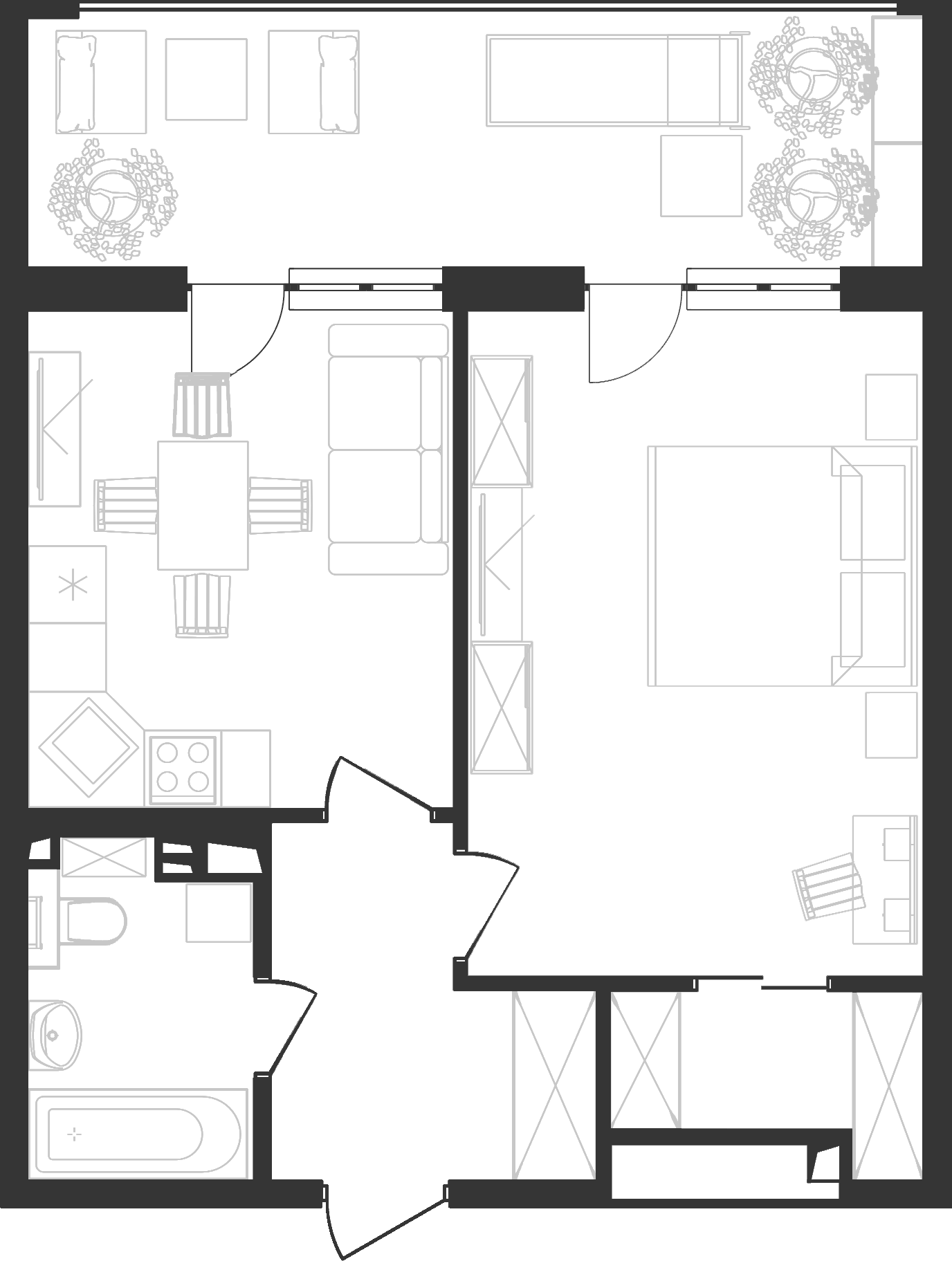 Планировка 44.96 м²
