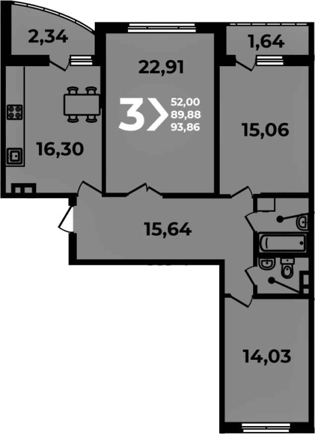 Продается 4-комн. квартира, 89.88 м²