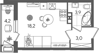 Планировка 25.1 м²