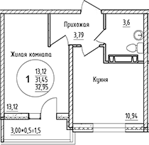 Планировка 31.45 м²