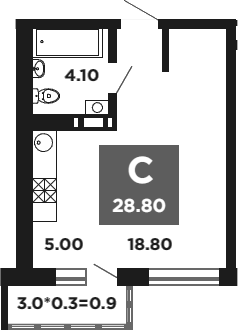 Планировка 27.9 м²