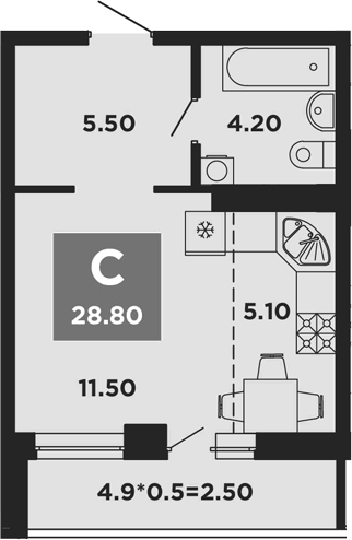 Продается 1-комн. квартира, 26.3 м²