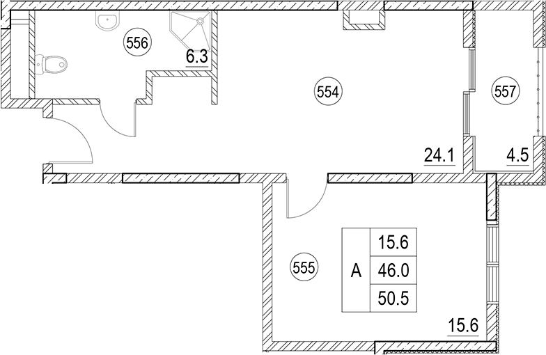 Планировка 46 м²