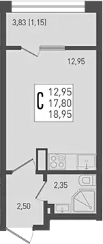 Планировка 17.8 м²