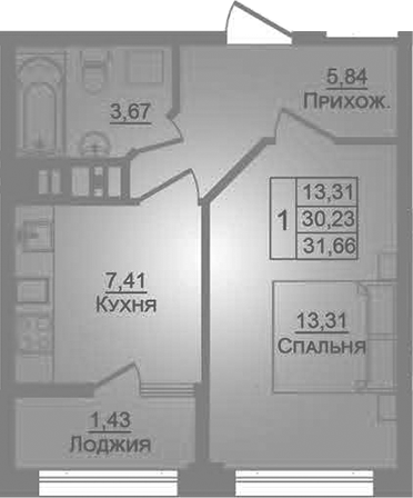 1-комн. · 30.23 м²
