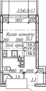 Планировка 17.4 м²