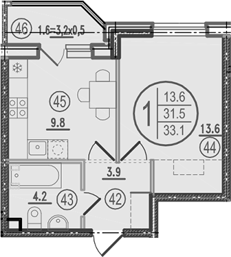 Планировка 31.5 м²