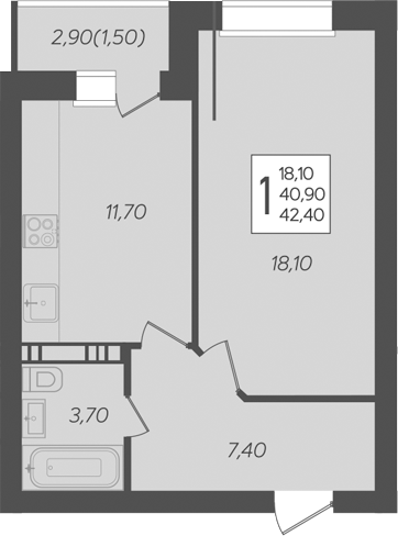 Планировка 40.9 м²