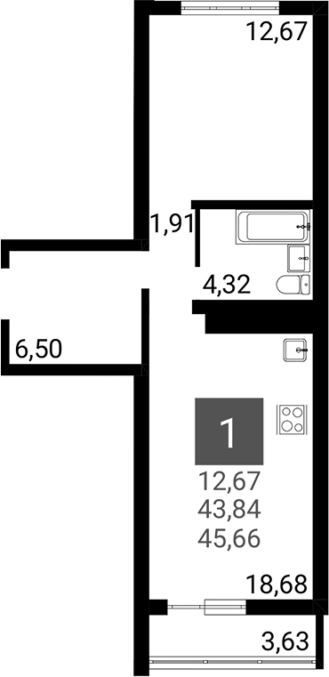 Планировка 42.02 м²