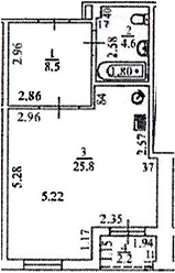 Планировка 43.4 м²