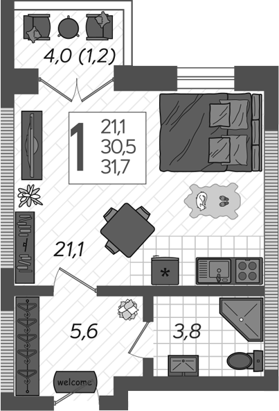Продается 1-комн. квартира, 30.5 м²