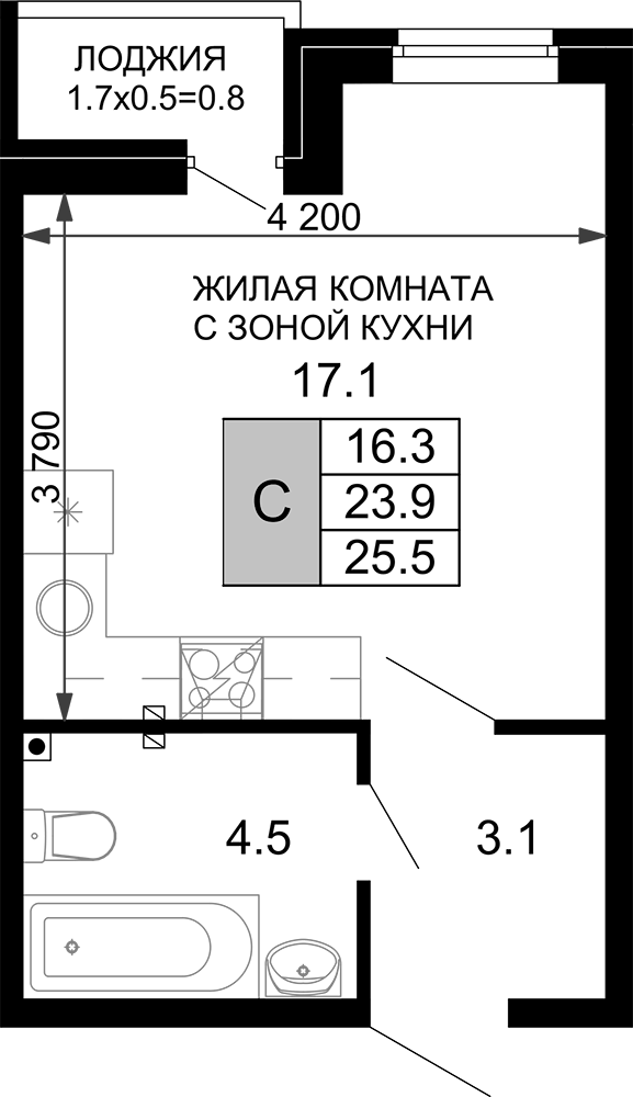 Планировка 24.7 м²