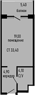 Студия, 28 м²