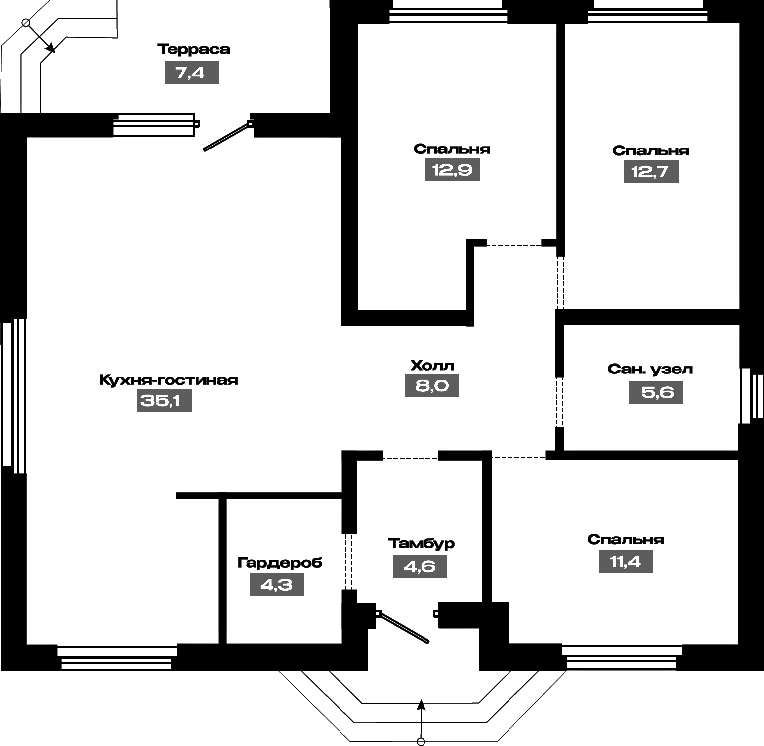 Планировка 90.6 м²