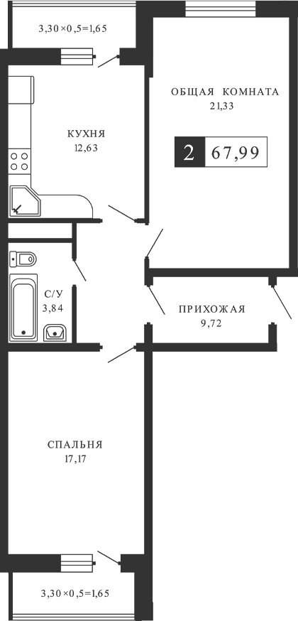 Планировка 64.8 м²