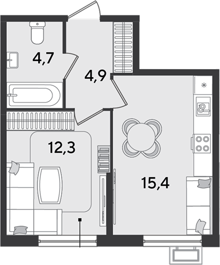 Продается 1-комн. квартира, 37.3 м²