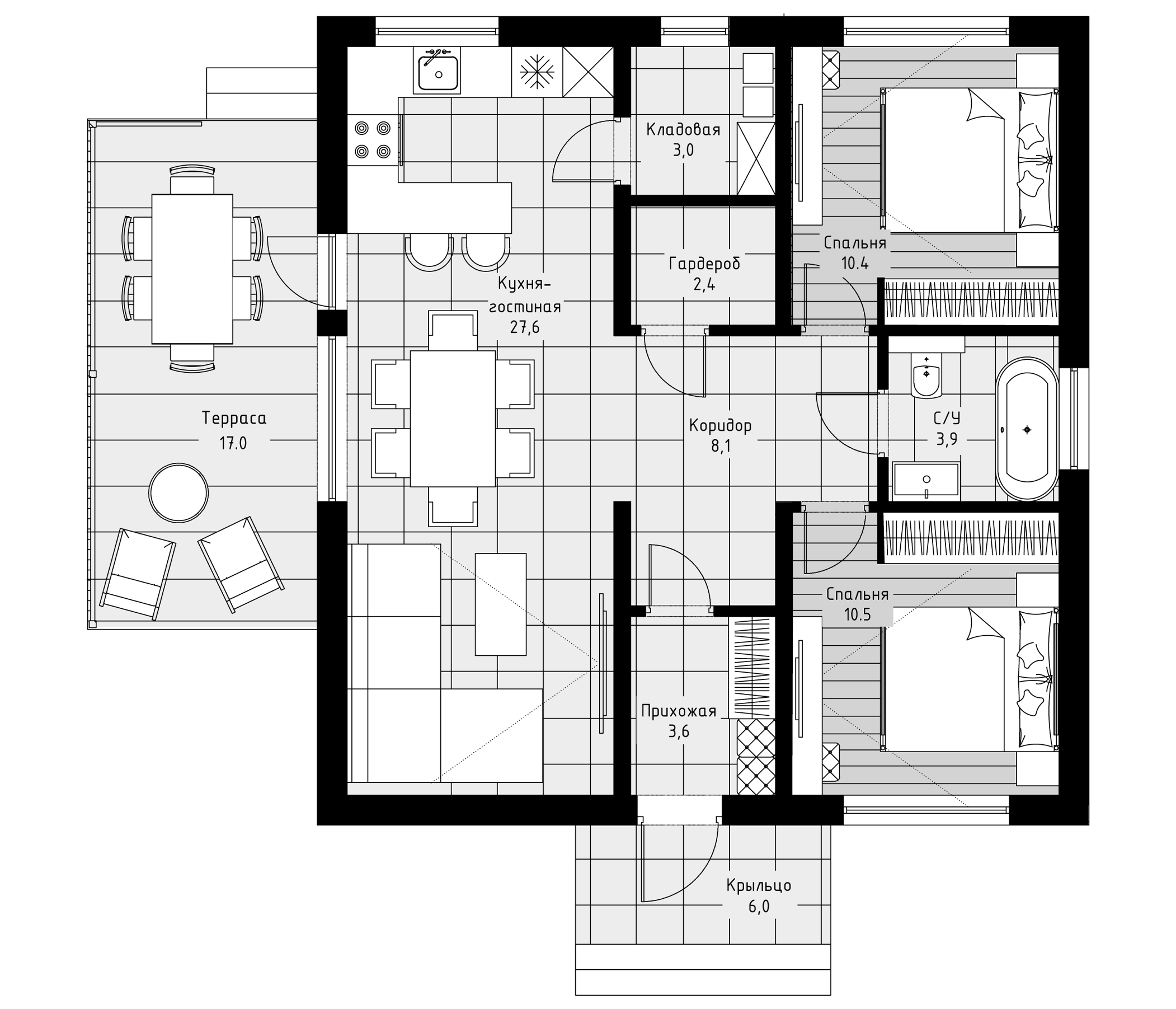 Планировка 92 м²