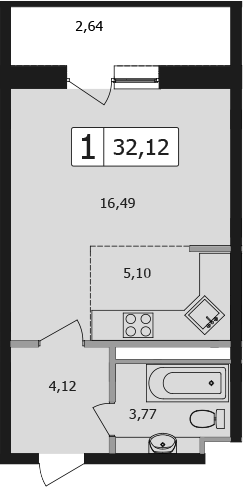 Продается 1-комн. квартира, 29.48 м²