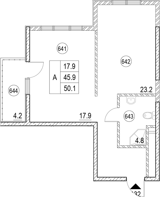 Планировка 45.9 м²