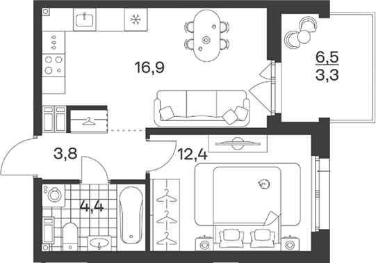 Планировка 37.5 м²