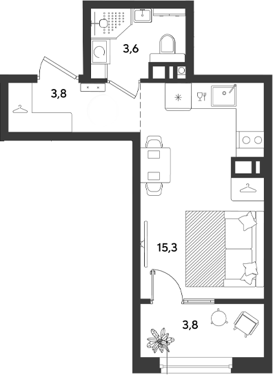 Планировка 22.7 м²