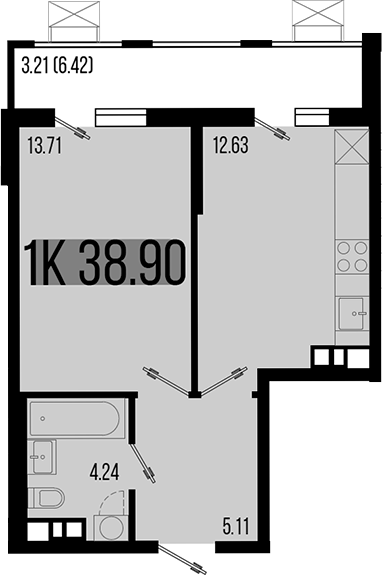 Продается 1-комн. квартира, 35.69 м²