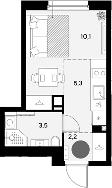 Планировка 21.1 м²