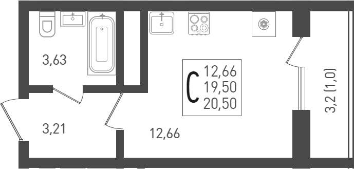 Планировка 20.5 м²