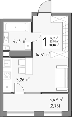 Планировка 23.91 м²