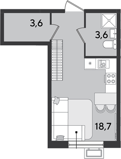 Продается 1-комн. квартира, 25.9 м²