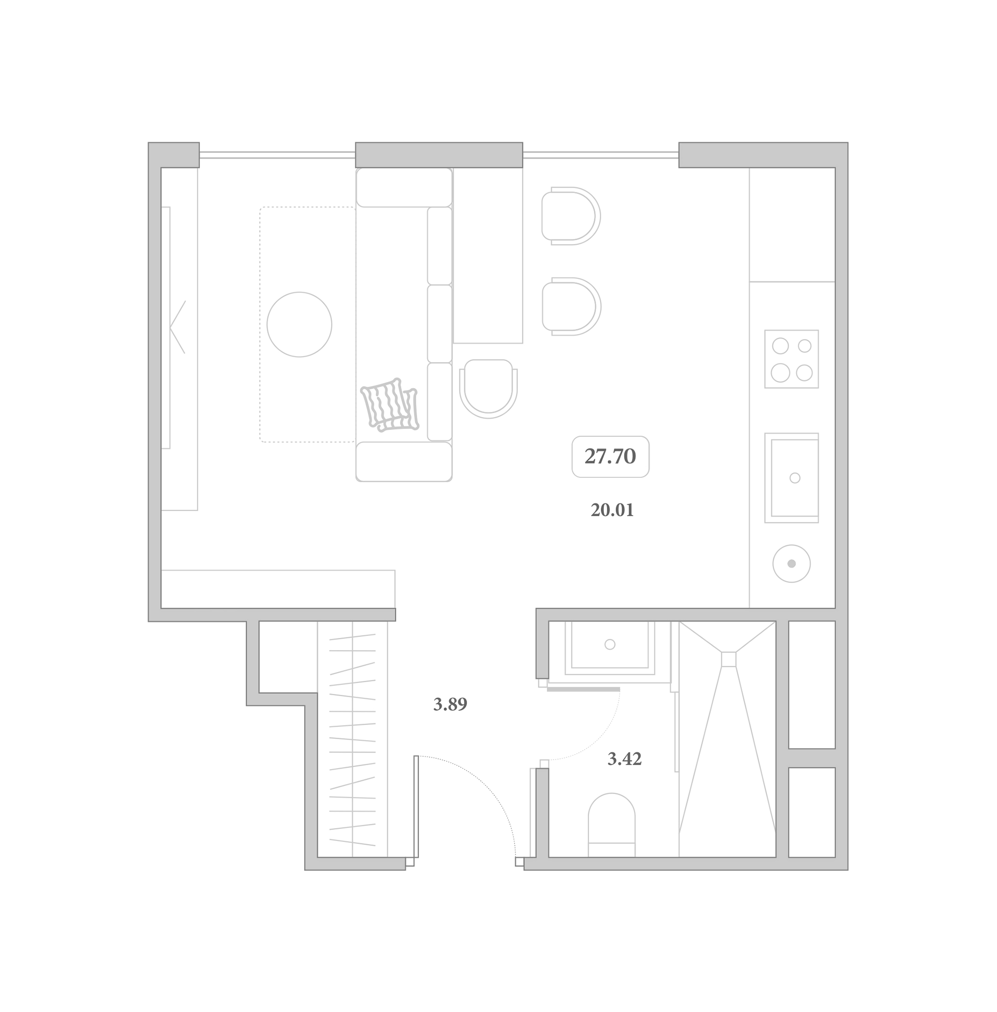 Планировка 27.7 м²