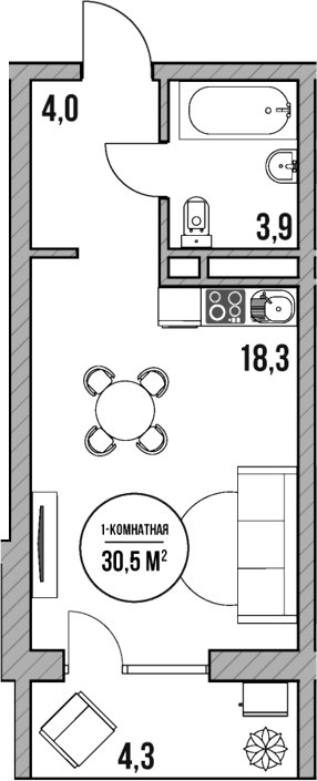 Студия · 26.2 м²