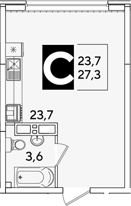 Планировка 27.3 м²